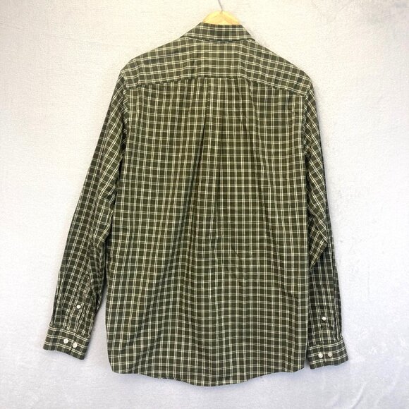 Eddie Bauer Relaxed Fit Button Up Shirt Mens Large Tall LT Green Red Plaid - Picture 2 of 15